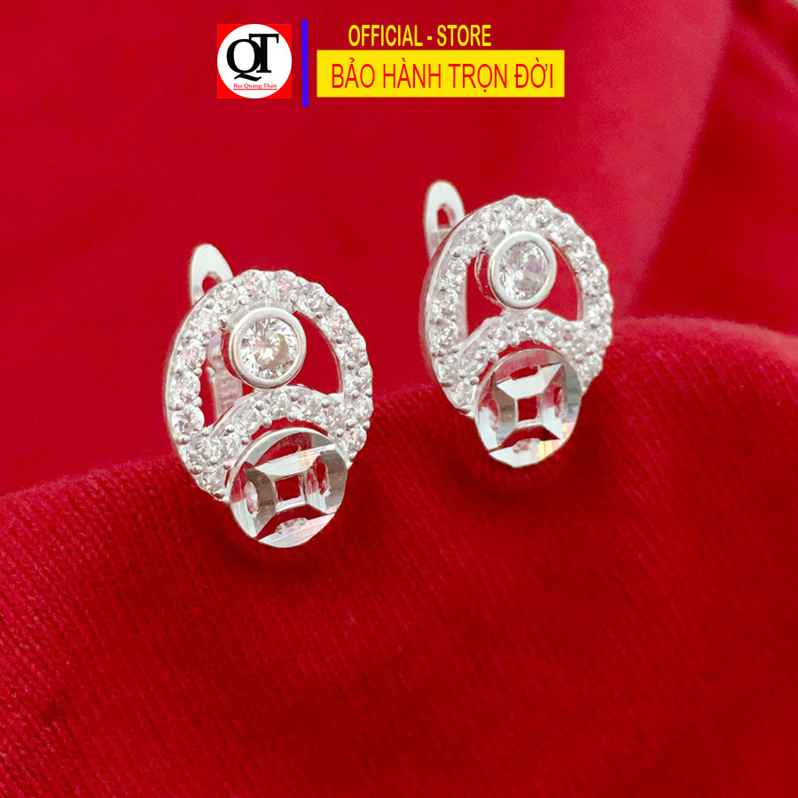 Khuyên tai nữ bạc 925 khóa bật đeo sát tai phong cách thời trang găn đá cobiC cao cấp trang sức