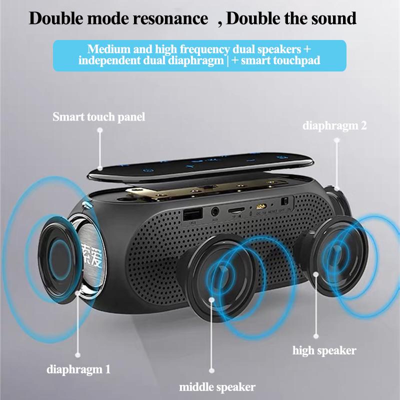 Loa Di Động Bluetooth Cột Không Dây Loa Siêu Trầm Ngoài Trời Cảm Ứng Thông Minh Đôi Màng Hỗ Trợ TF AUX USB Đài FM Soundbar Color: White
