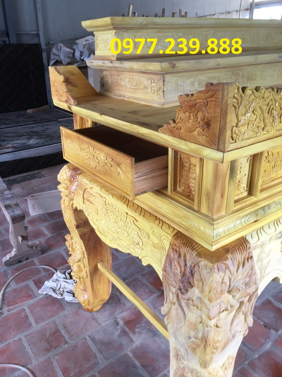 Sập thờ gỗ mít ta chân 22cm