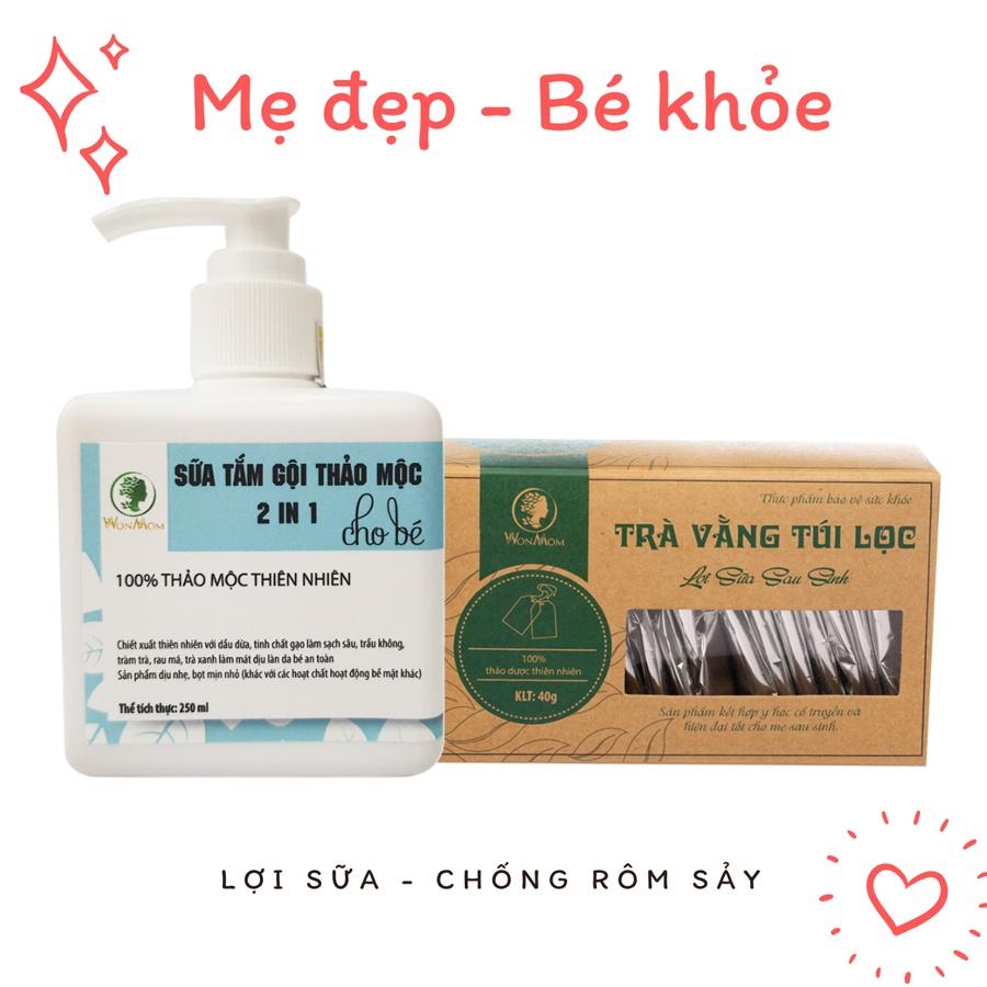 Bộ ở cữ đầy đủ Wonmom ( Tắm gội - dưỡng trắng mặt - body - giảm eo - xông hơi - lợi sữa - bé