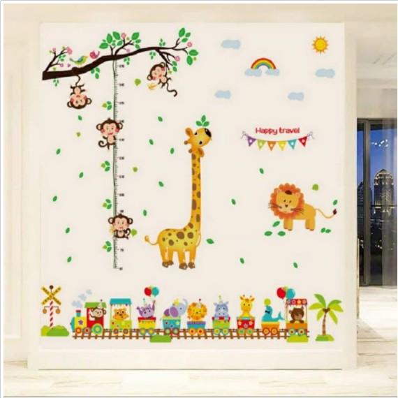 BỘ COMBO DECAL GHÉP ĐÔI TRANG TRÍ - Thước đo Khỉ kết hợp Xe lưa Mới