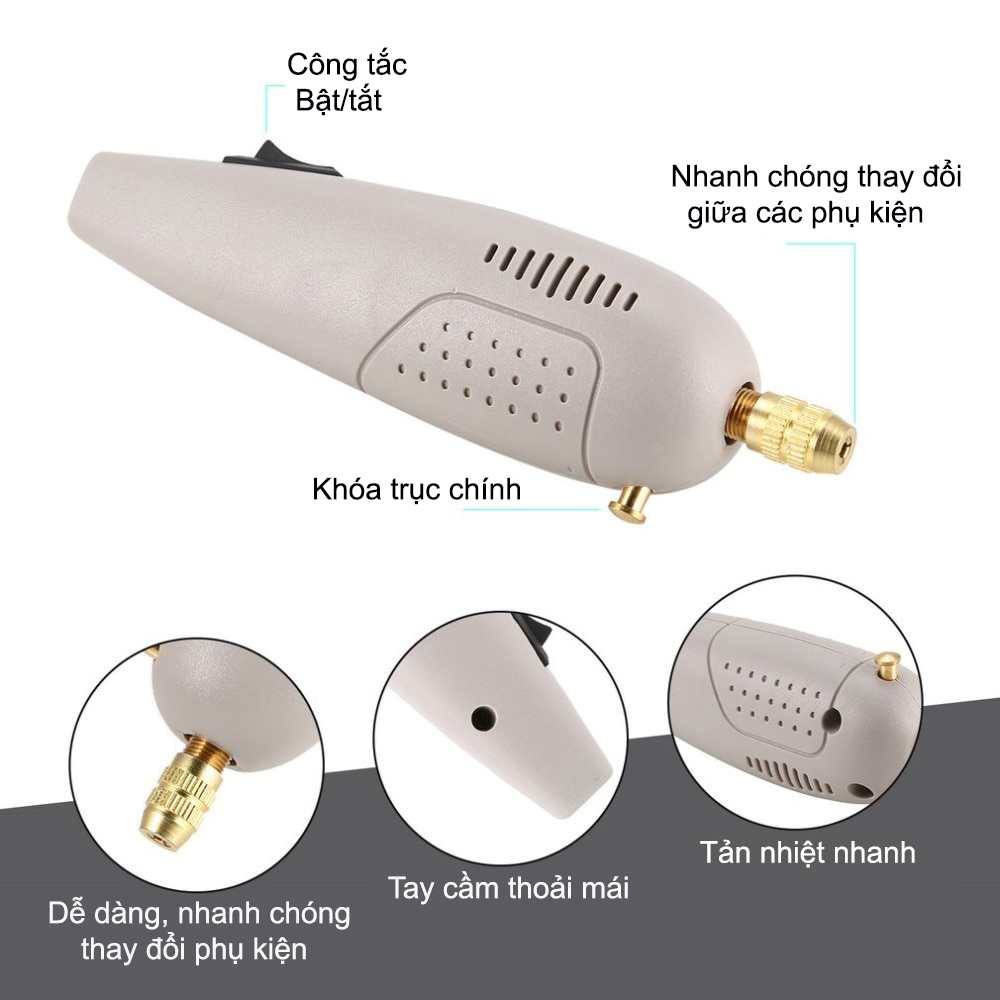 Bộ Máy khoan mài cắt cầm tay mini 10W P500-1 sửa chữa chi tiết nhỏ