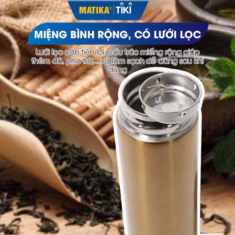 Bình Giữ Nhiệt Inox MATIKA MTK-HC3500 Hiển Thị Nhiệt Độ Dung Tích 500ml - Hàng Chính Hãng