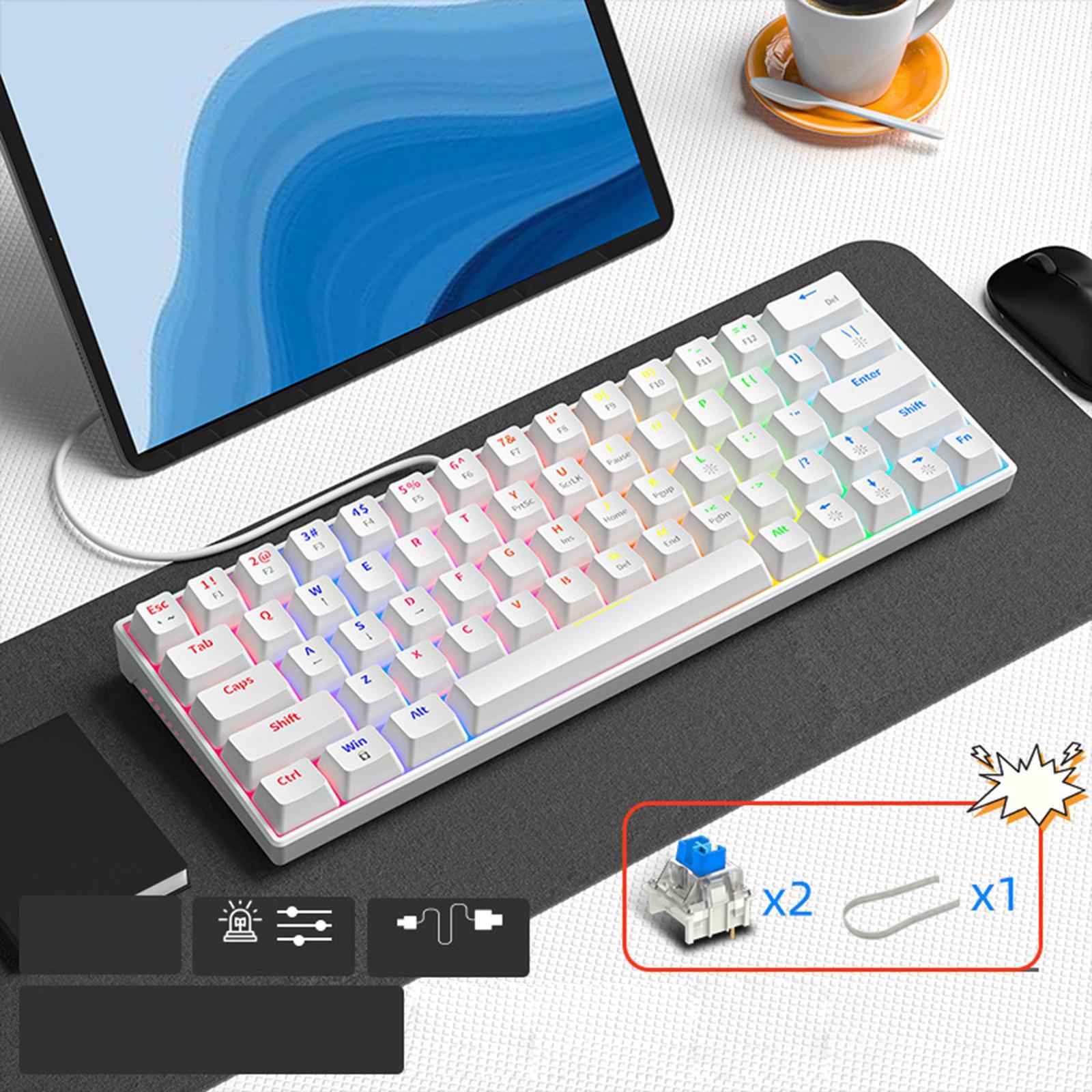 USB Wired Mechanical Keyboard USB Computer Keyboard RGB Backlight Portable Non Slip Pads High and Low Support Legs Office Keyboard 36 Keys