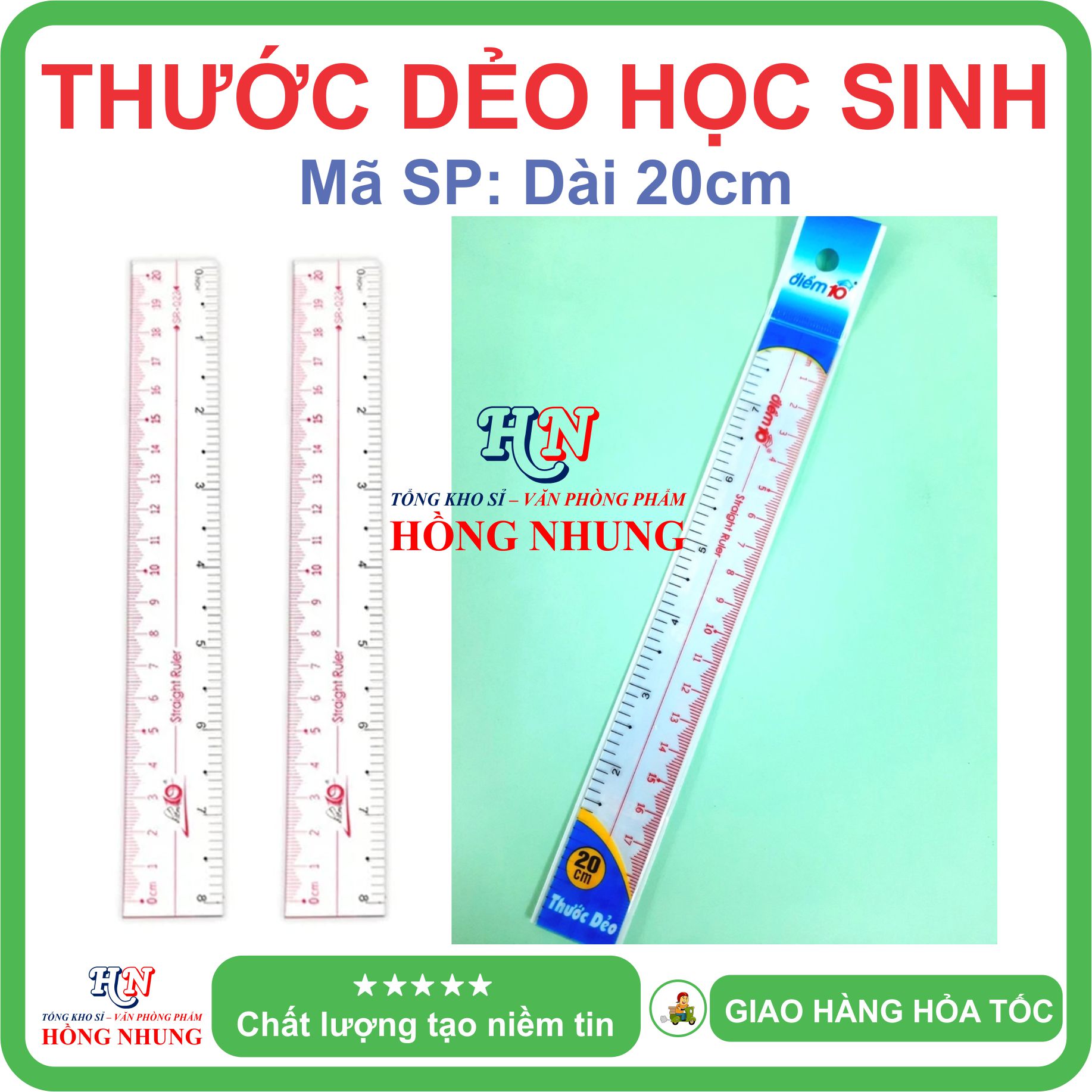 Thước Dẻo Học Sinh TP-SR021 / SR022 , Chiều Dài 30cm / 20cm, Nhựa PVC Trong Suốt, Mểm Dẻo, Khó Gãy