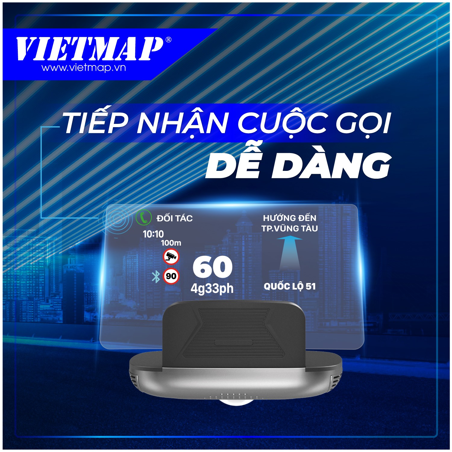 VIETMAP HUD H1N - Bản Suzuki - Màn Hình Hiển Thị Thông Minh - Phụ Kiện Ô tô (bản không có TPMS)