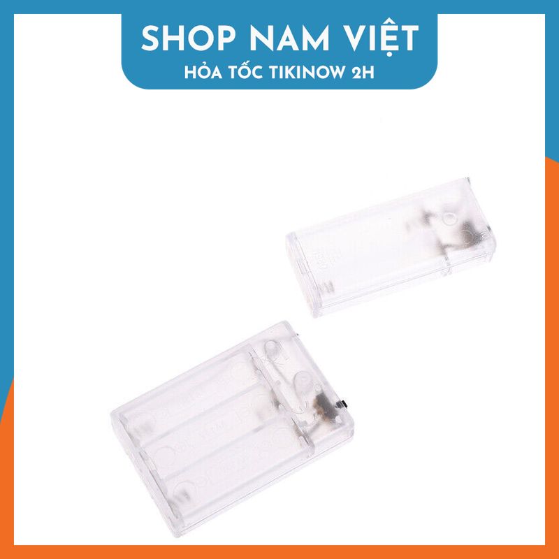 Hộp Đựng Pin AA Có Công Tắc Bằng Nhựa Trong Suốt