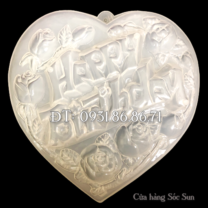 Khuôn rau câu sinh nhật Happy Birthday hoa hồng loại 20 cm - Mã số 1091