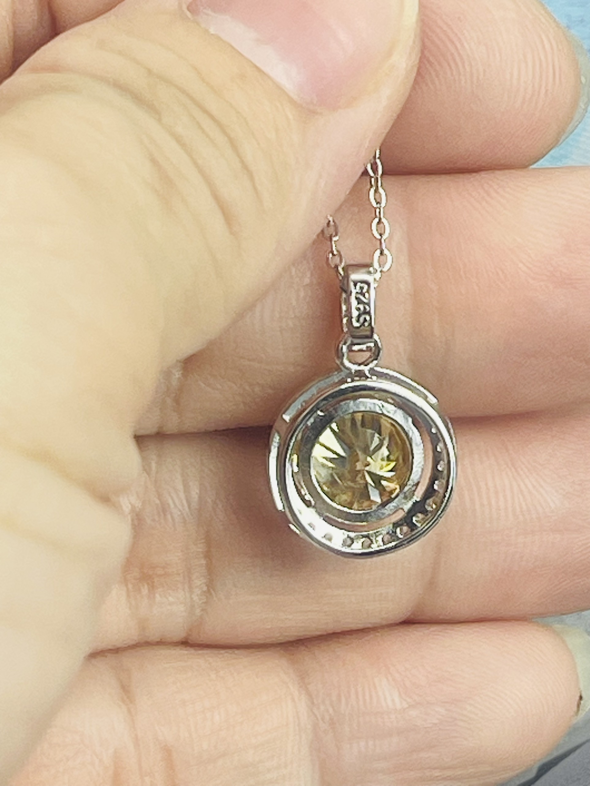 Dây chuyền Moissanite 3ct Kim Cương nhân tạo và Bạc 925 xi Bạch Kim N3373