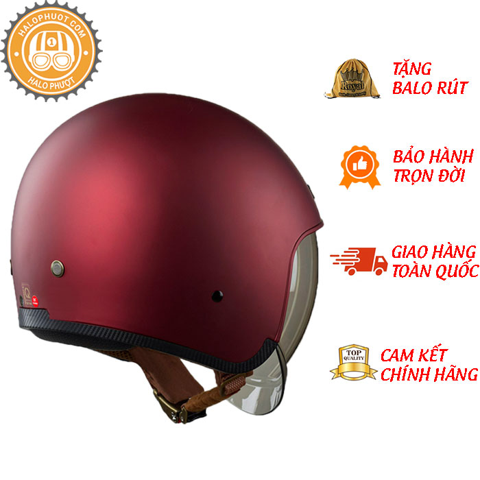 Nón bảo hiểm 3/4 Royal kính am M139 đỏ đô