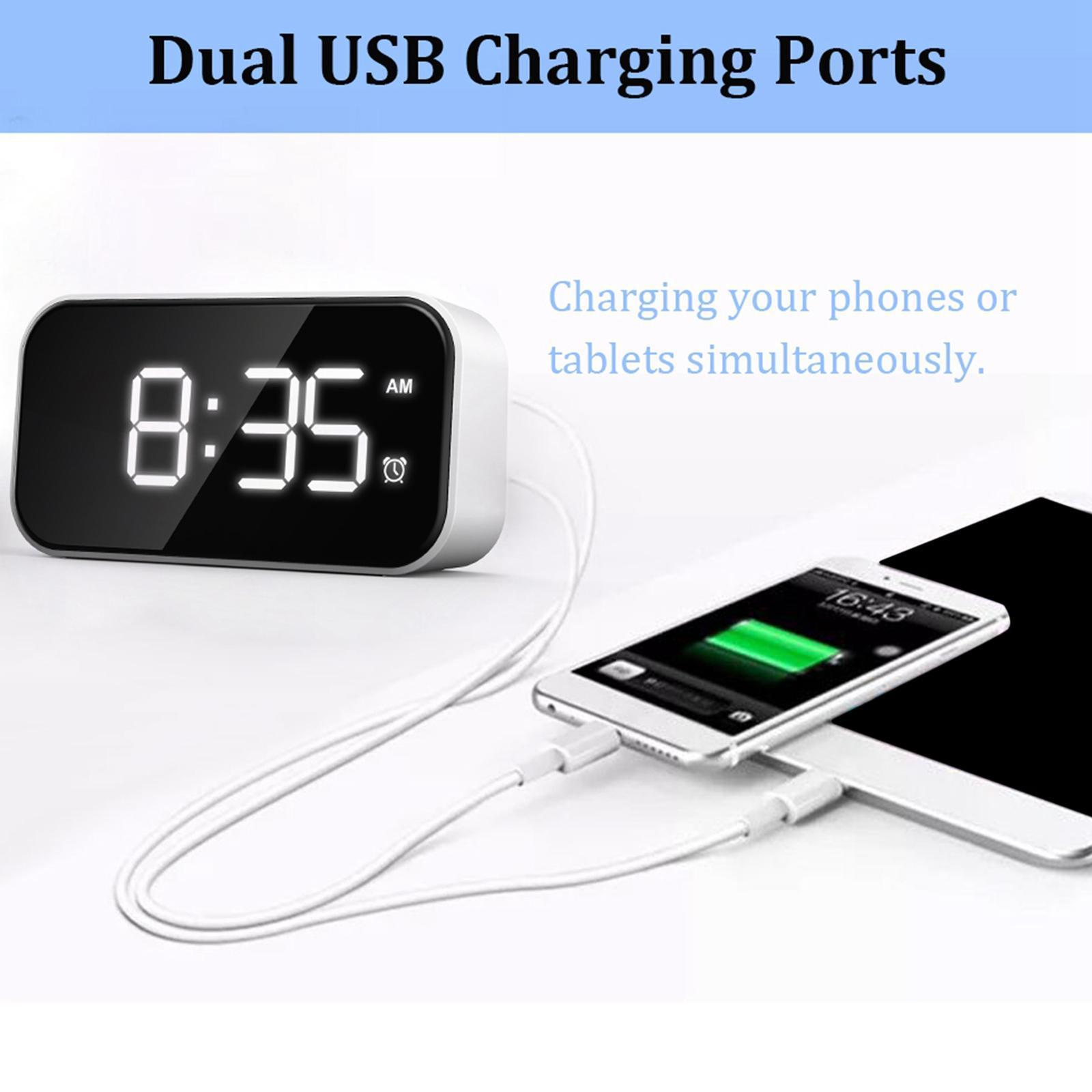 Alarm Clocks Small Desktop Clocks USB Port for Charging 12/24H for Bedroom -
