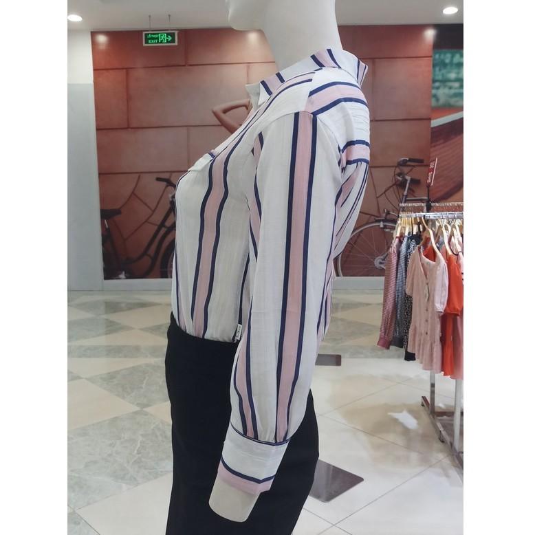 Áo sơ mi cổ đức kẻ sọc vai chờm tay dài nắp túi ngực trẻ trung-Sooyoung- chất liệu thô boid mỏng mát nhẹ