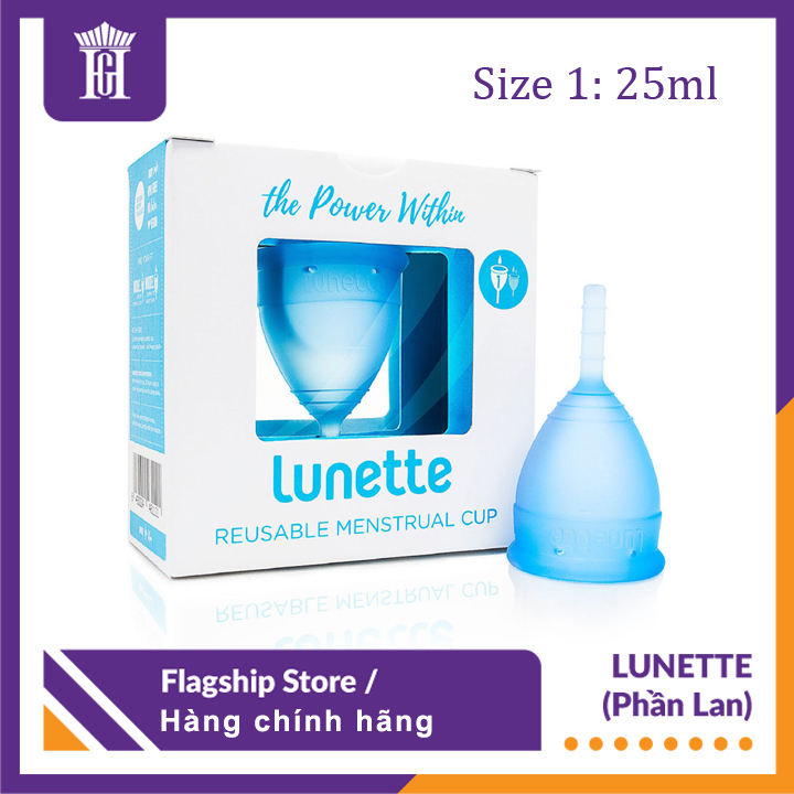 Cốc Nguyệt San Lunette (Màu Xanh) Nhập Khẩu Phần Lan - 100% Silicon Y Tế Cao Cấp Đạt Chuẩn FDA - Hàng Chính Hãng - Lunette Menstrual Cup Blue (Size 1 hoặc Size 2)