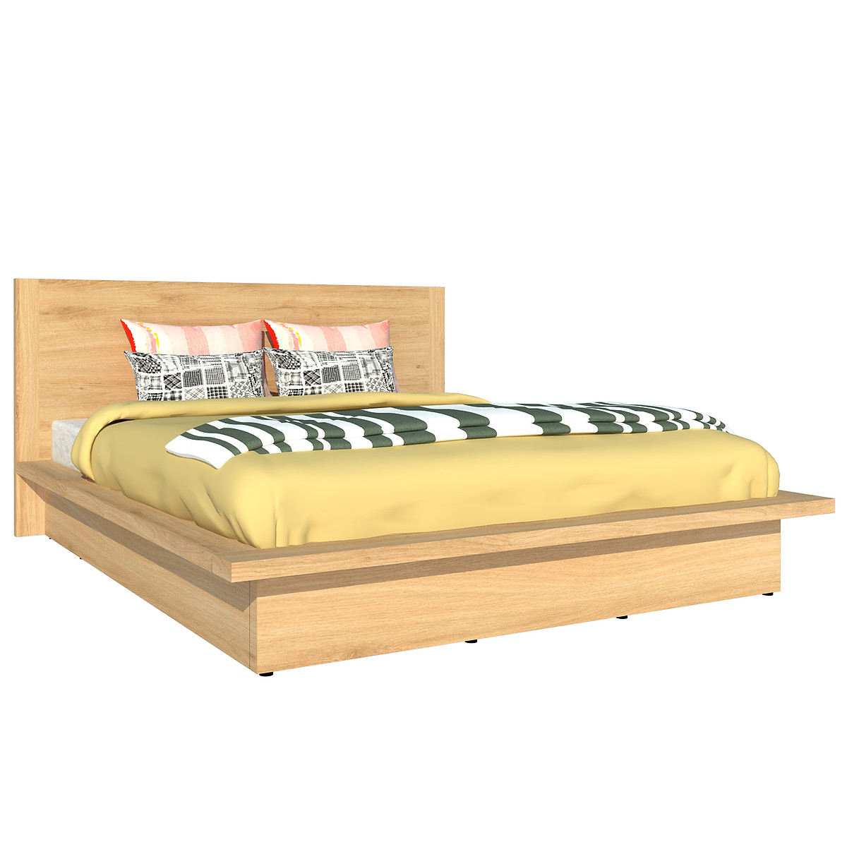Giường ngủ cao cấp Tundo màu vàng sồi 160cm x 200cm