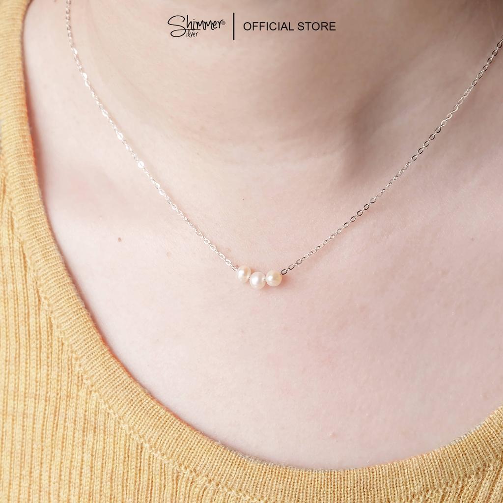 Dây Chuyền Bạc 925 Nữ - Triple Pearls - Shimmer Silver