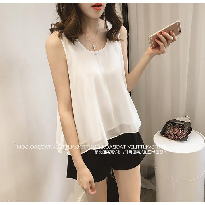 Áo kiểu nữ sát nách voan 2 lớp siêu xinh chất cát chống nhăn - Chất cát