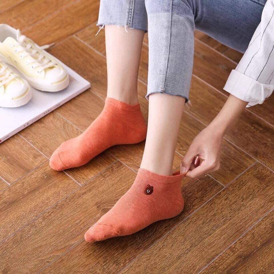 Combo 2 Set Túi Vớ Nữ In Hình Gấu Brown - Free Ship Toàn Quốc