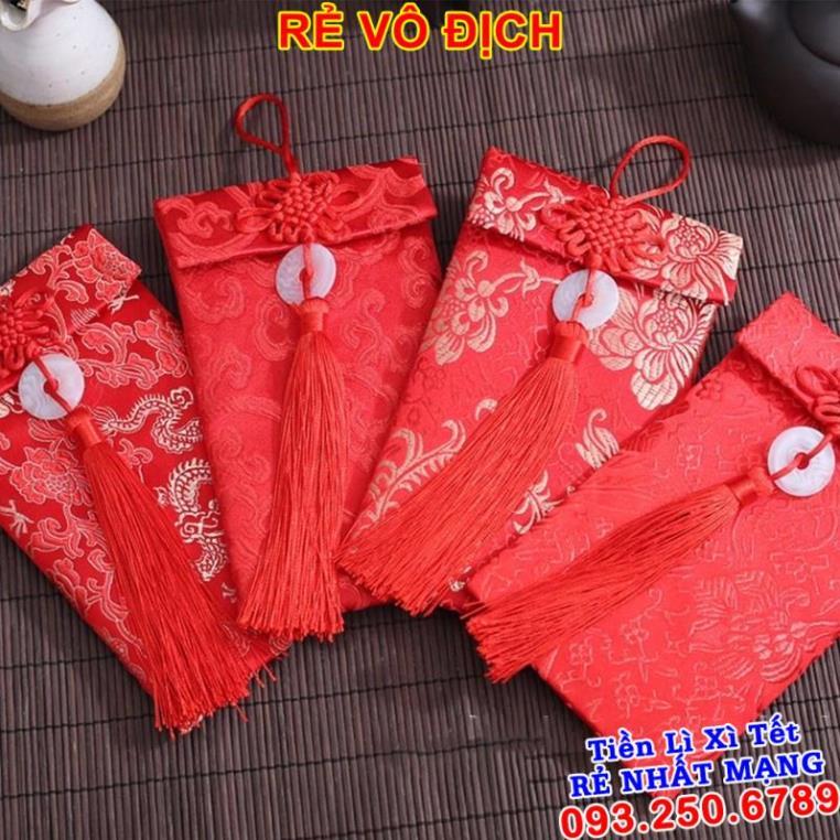 Bao lì xì cưới thổ cẩm / Bao Lì Xì Vải Gấm Nhiều Hoa Văn Cao cấp Ngày Tết,Cưới Hỏi, Nạp Tài. RỒNG DỌC NGỌC