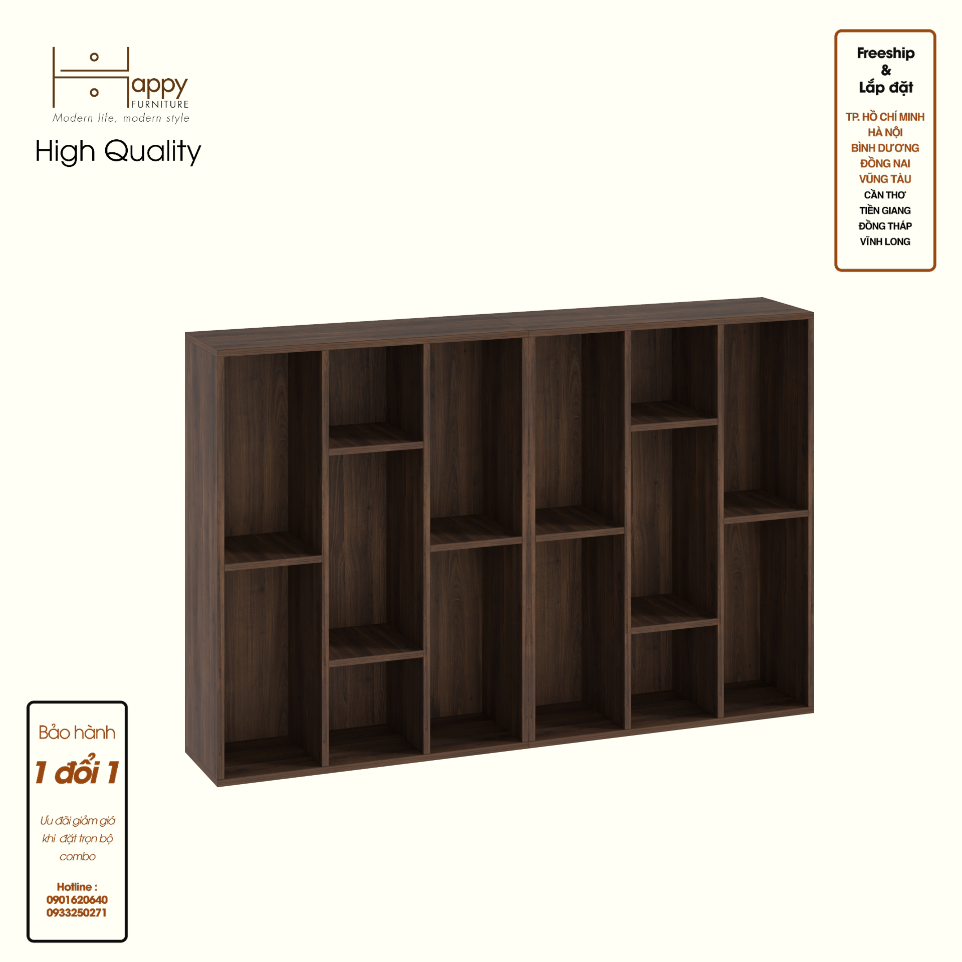 HAPPY FURNITURE ,COMBO 2 kệ sách 7 ngăn - CATY , KSA_097 , 154cm x 28cm x 100cm DxRxC