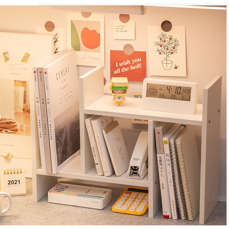 Kệ Sách Gỗ MDF Để Bàn Đa Năng Tuỳ Biền Sắp Xếp Linh Hoạt Thanh Lịch Giúp Gọn Gàng Bàn Làm Việc