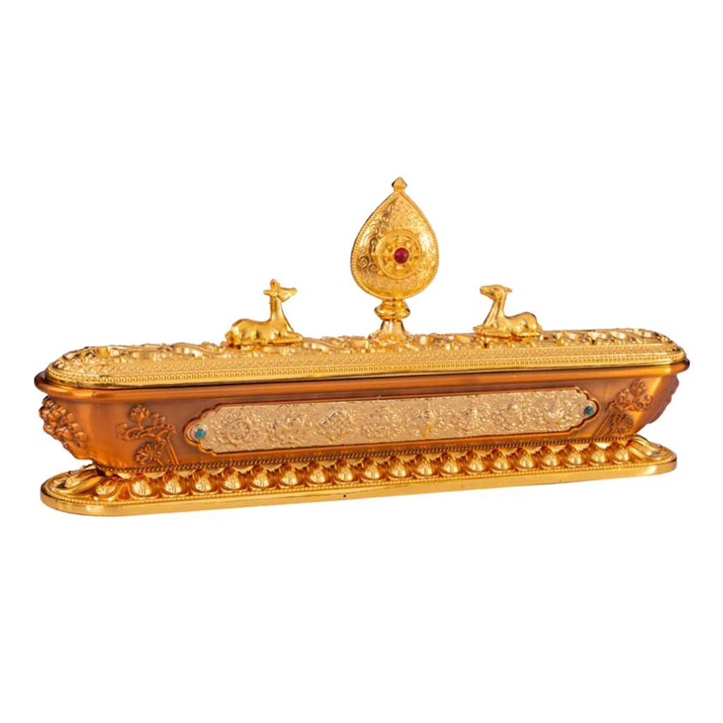 Japanese Style Incense Burner Holder - Rectangle, Gold