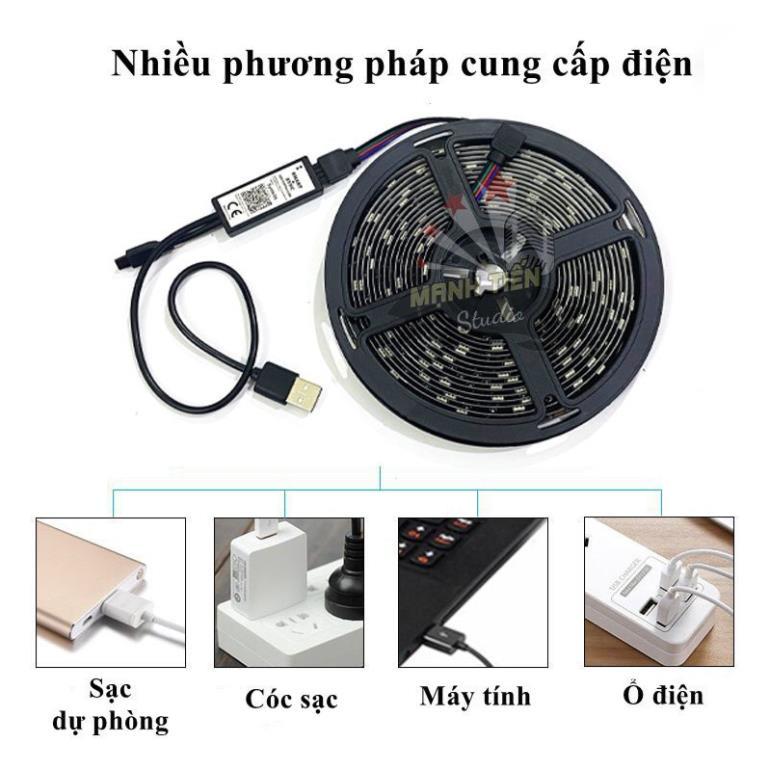 Cuộn đèn dây led 5m 16 triệu màu sắc RGB - Điều khiển bằng điện thoại smartphone, remote - Bọc silicon chống nước