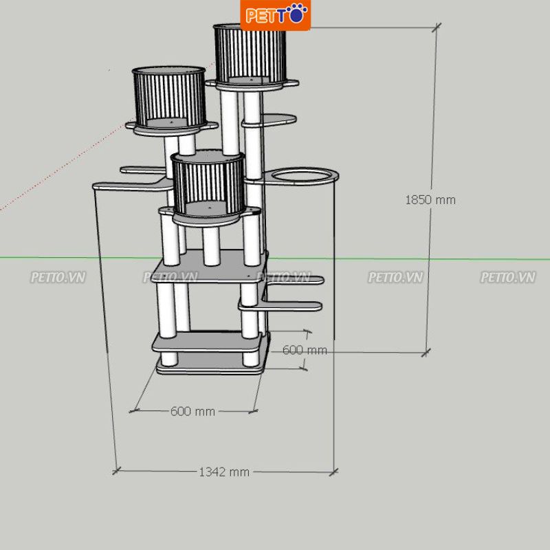 Nhà cây cho mèo -  nhà mèo bằng gỗ độc đáo nhiều ĐỒ CHƠI CAO 185CM mèo thỏa thích vui chơi leo trèo CBCH035