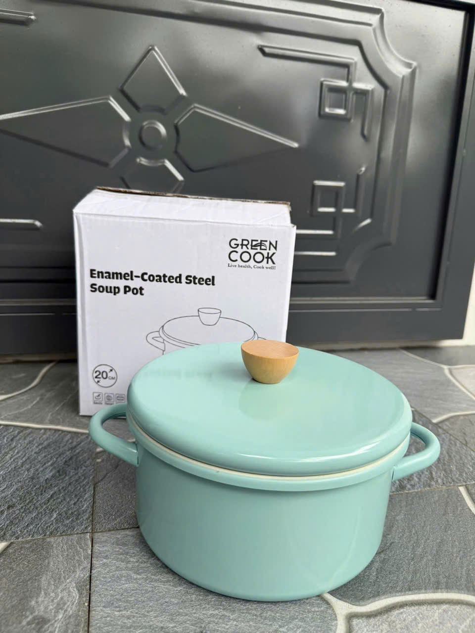 Nồi tráng men Hàng cao cấp Greencook size 20cm