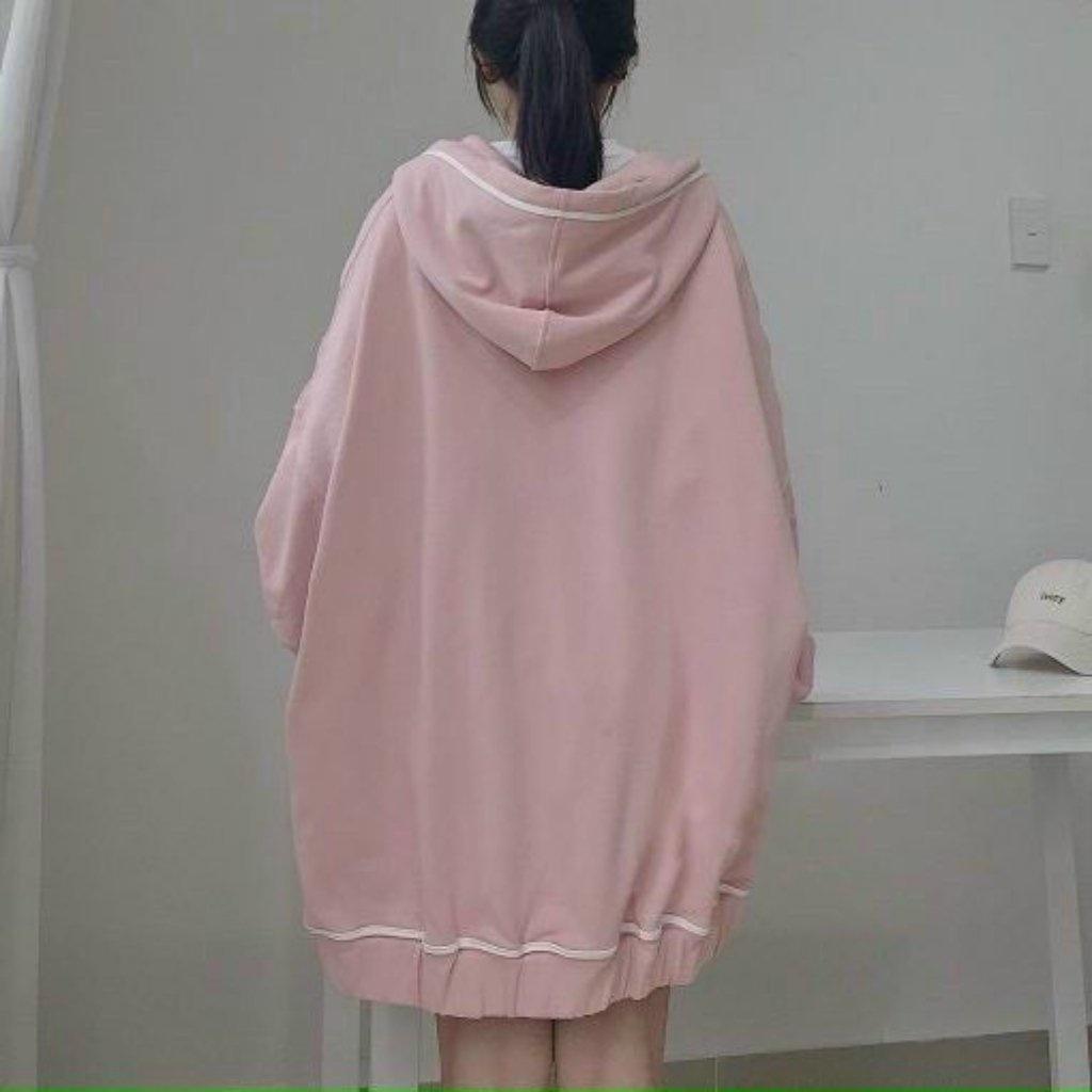 Áo khoác nỉ bông unisex form rộng hottrend phong cách street style nam nữ Hàn Quốc phối viền túi siêu xinh - Hồng freesize &lt; 60kg