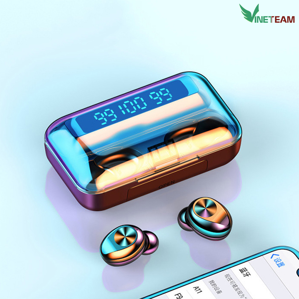 Tai Nghe Bluetooth 5.0 AMOI F9 Version 2020 TWS Không Dây nút cảm ứng Hiển thị % pin Âm Thanh Nổi 9D Giảm Tiếng Ồn & Chống Mồ Hôi - hàng chính hãng