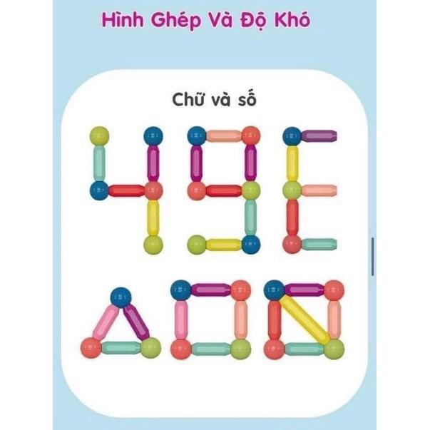 Bộ xếp hình nam châm - Đồ chơi nam châm xếp hình thông minh cho bé hàng loại 1 - 64 chi tiết