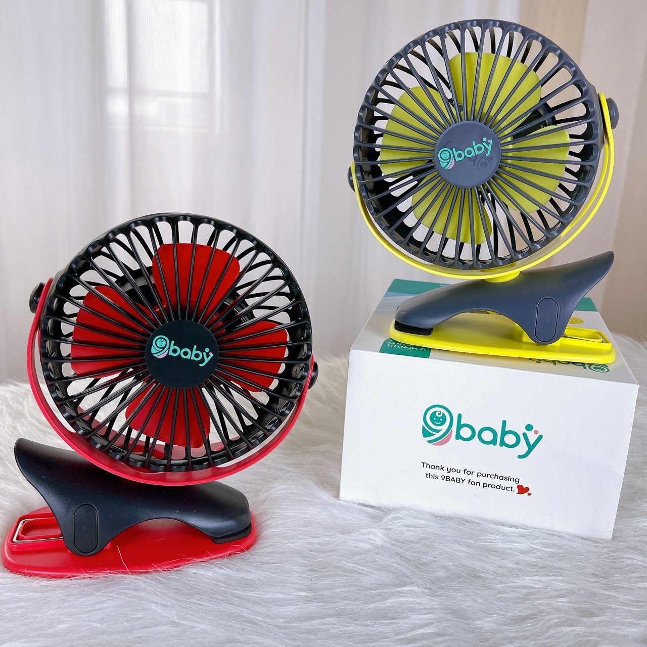 Quạt Kẹp Tích Điện 9Baby Pin Siêu Khủng 6400mah Thoải Mái 2 Ngày Với 4 Tốc Độ - Hàng chính hãng