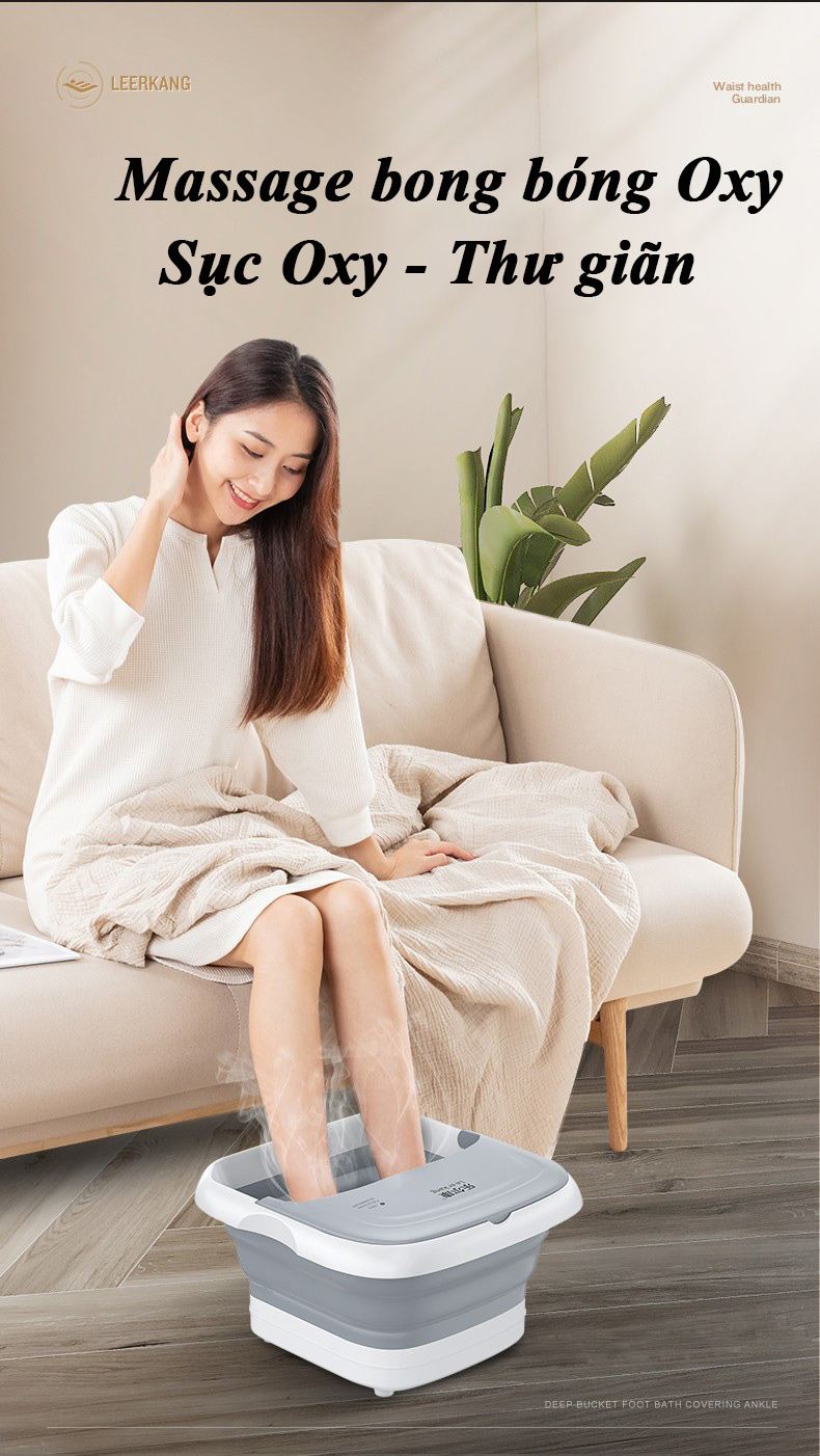 Bồn ngâm massage chân LEK-818T Hàng Chính Hãng tặng kèm túi thuốc ngâm chân massage