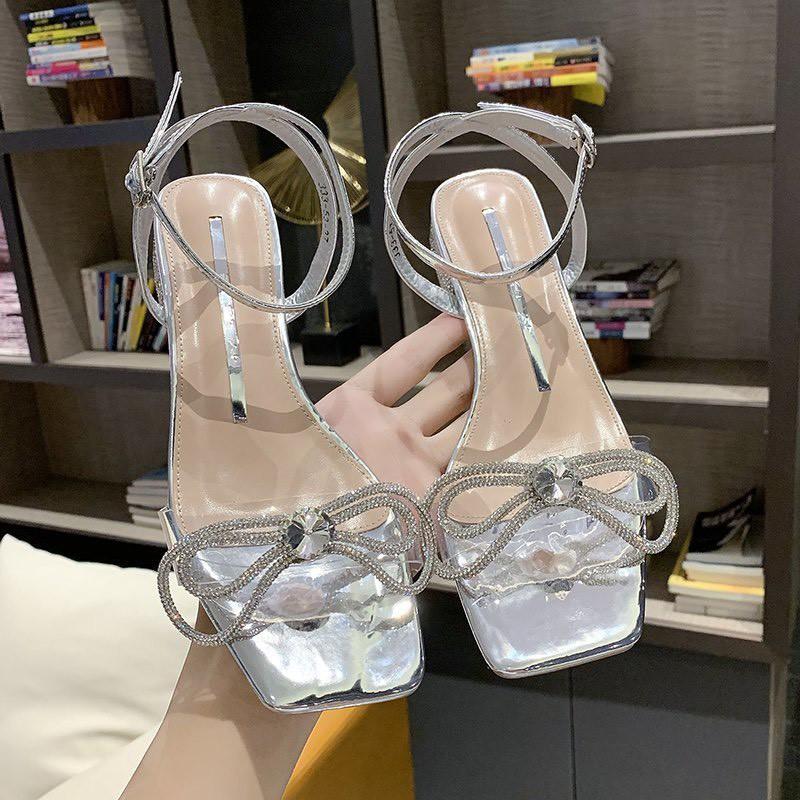 (S99) Sandal nữ nơ vòng đá sang chảnh 5 phân (mã 525