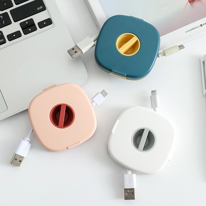 Hộp Đựng Dây Cáp Sạc / Tai Nghe Di Động Có Thể Xoay Được