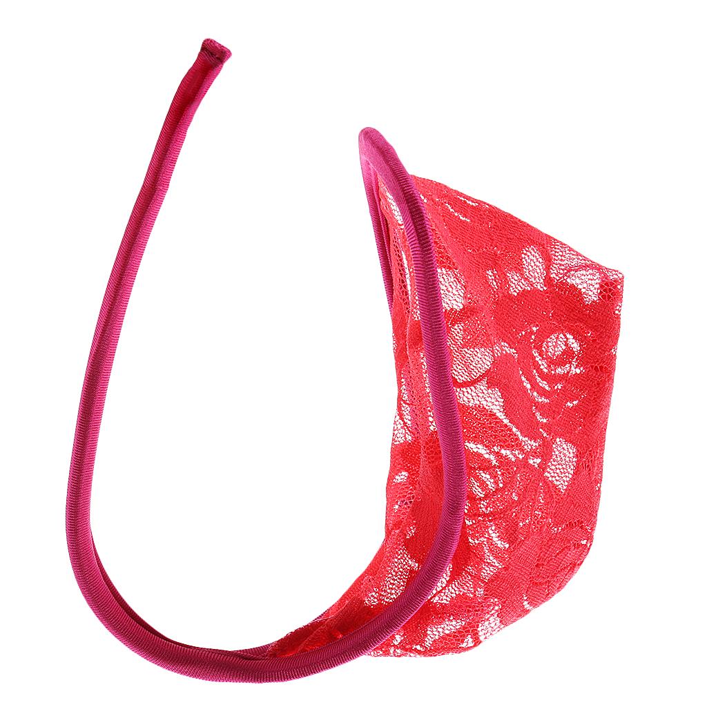 Prettyia 2Pcs Mens Sheer Mesh C-String Thong Invisible Underwear Black+Pink