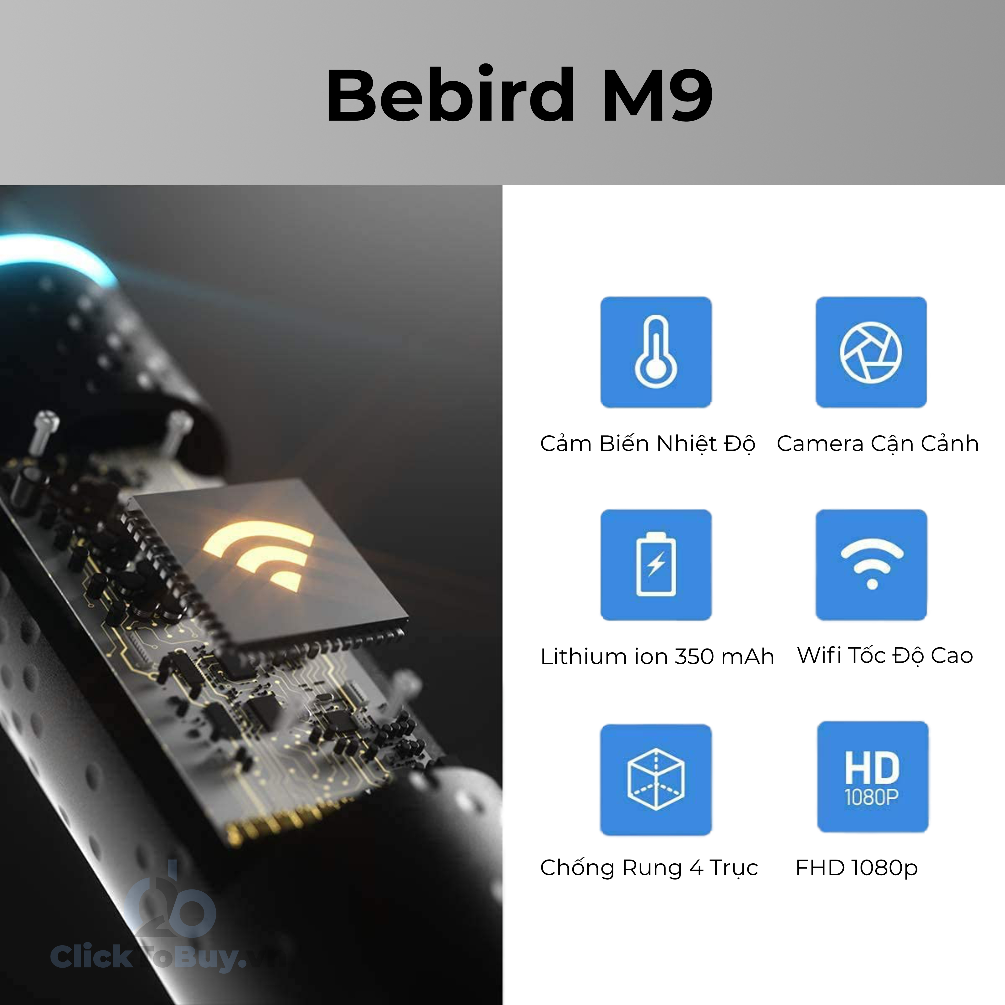 Ngoáy Tai Thông Minh Bebird M9 S, máy ngoáy tai thông minh cho người lớn và trẻ em. Bản nâng cấp với sạc chuẩn USB Type C