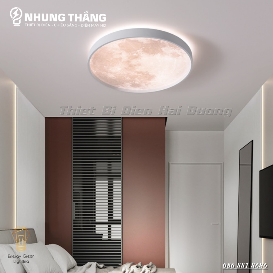 Đèn Ốp Trần Mặt Trăng Decor OT-3030 - Đường Kính 48cm - 3 Chế Độ Ánh Sáng - Kiểu Dáng Sang Trọng