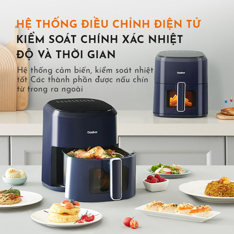 Nồi chiên không dầu điện tử GAABOR GA-E5D01 dung tích 5 lít 10 chế độ nấu công suất 1200W cửa kính quan sát thức ăn - Hàng chính hãng