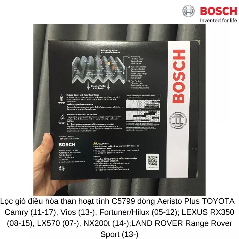 Lọc Gió Điều Hòa Có Than Hoạt Tính / BOSCH / Ariesto Plus C5799 / Cho Xe Camry , Vios , Fortuner/Hilux ...