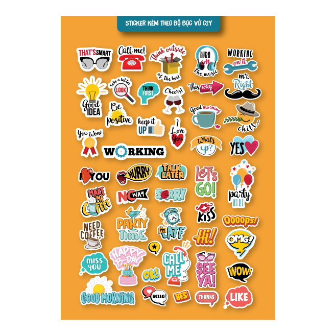 Bộ 8 Giấy Bọc Vở kẻ ngang kèm sticker Mây C2Y