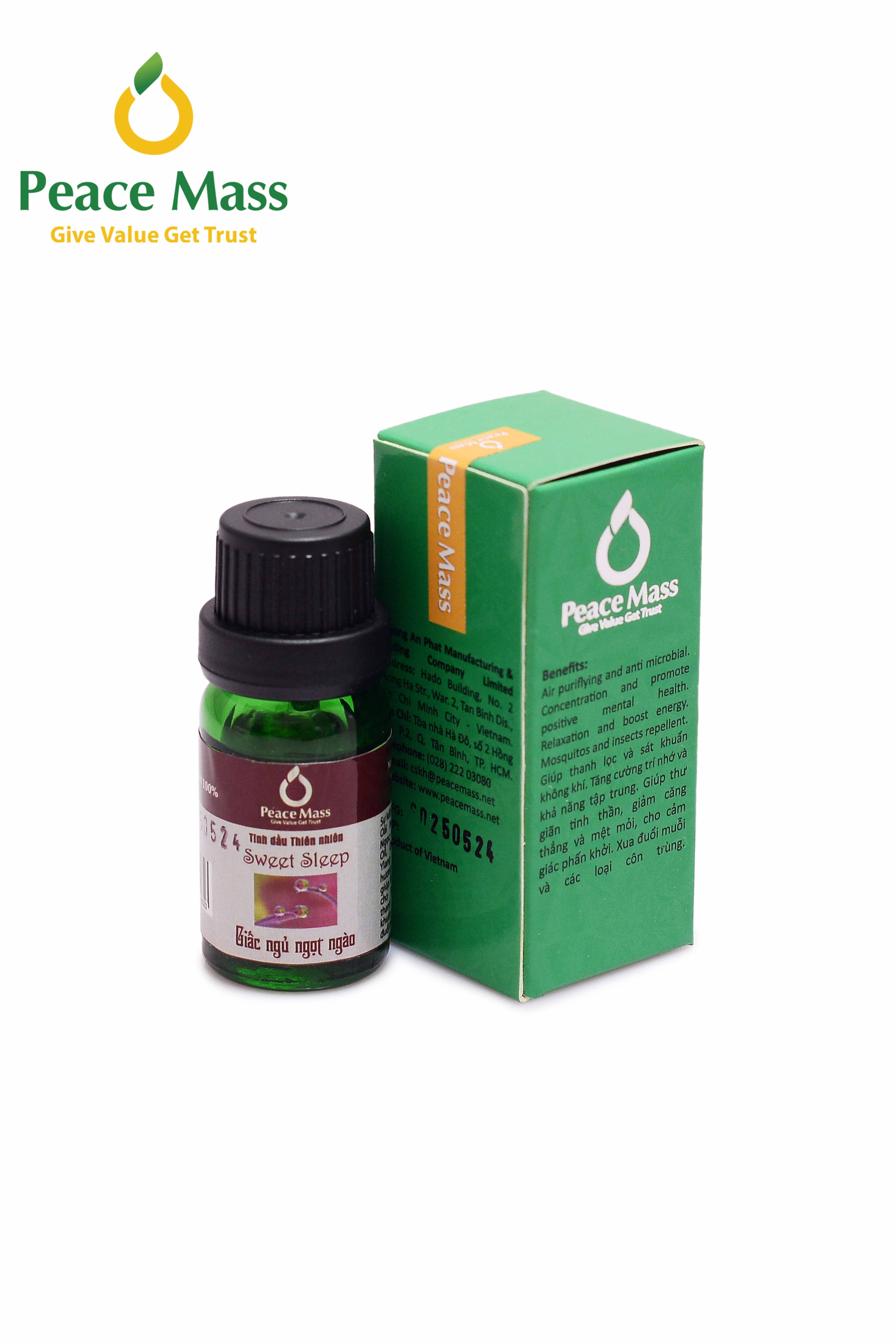 TD10ml-KX8 Combo Tinh Dầu Giấc Ngủ Ngọt Ngào Peace Mass 10ml - Bộ Kẹp Xe Ô tô - Sweet Sleep