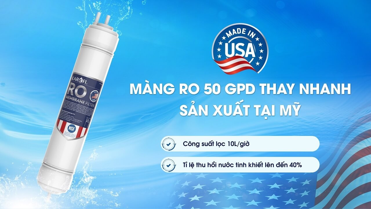 Máy lọc nước nóng lạnh RO Mỹ 10 lõi Karofi KAD-M59 - Giao trước lắp sau miễn phí toàn quốc - Bảo hành 36 tháng - Hàng chính hãng