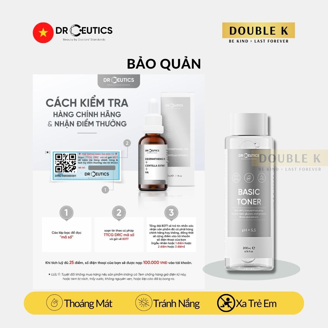 DrCeutics Basic Toner - Dung Dịch Cân Bằng pH, Cấp Ẩm Cho Da - Double K