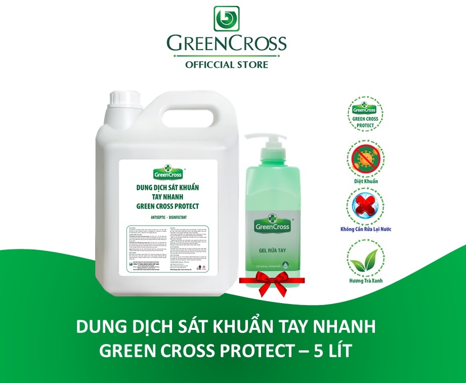 SÁT KHUẨN TAY NHANH GREEN CROSS PROTECT 5L -  TẶNG  1 CHAI GEL GREEN CROSS 500ML