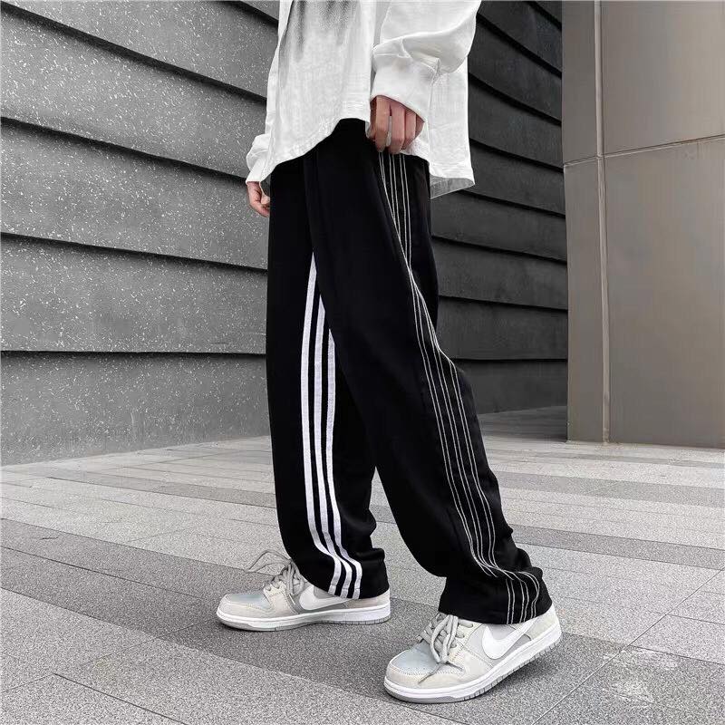 Quần Thun Dài Phối Sọc Ống Rộng, Jogger Line Ống Suông Ulzzang Unisex Dáng Rộng - MM