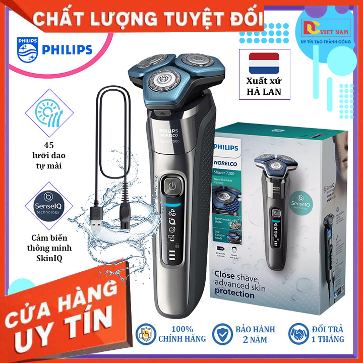 Máy cạo râu khô và ướt Series 7000 cao cấp Hà Lan. Thương hiệu Philips Norelco S7788