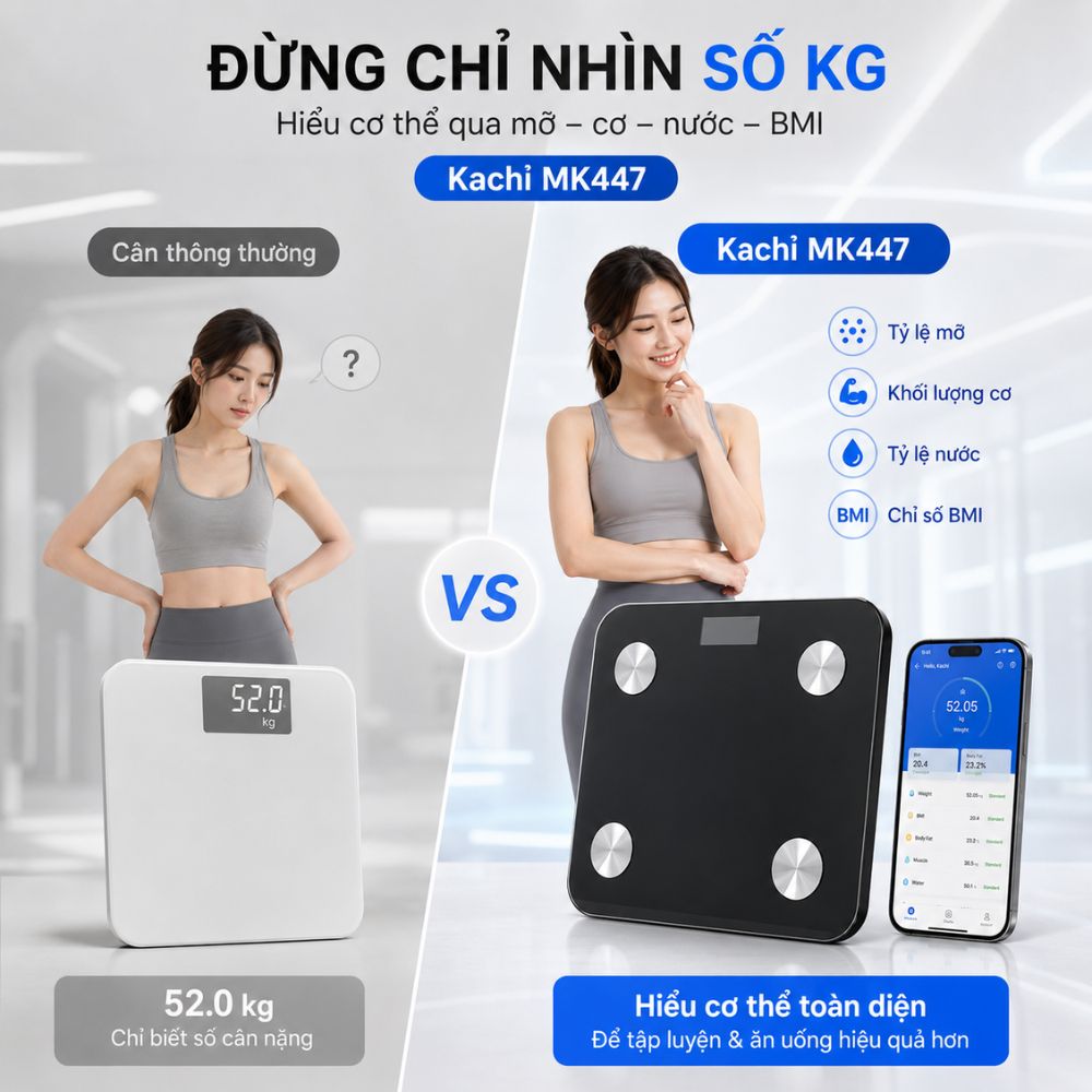CÂN ĐIỆN TỬ THÔNG MINH KACHI MK447 - hàng chính hãng