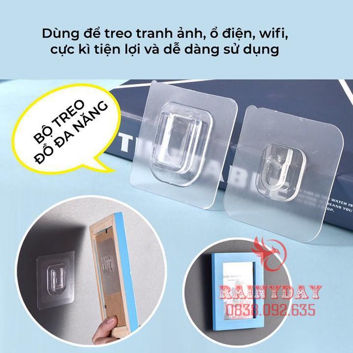 Miếng móc dán treo đồ dán gắn tường đa năng đỡ ổ cắm điện cúc phát wifi tranh ảnh siêu dính chắc trong suốt