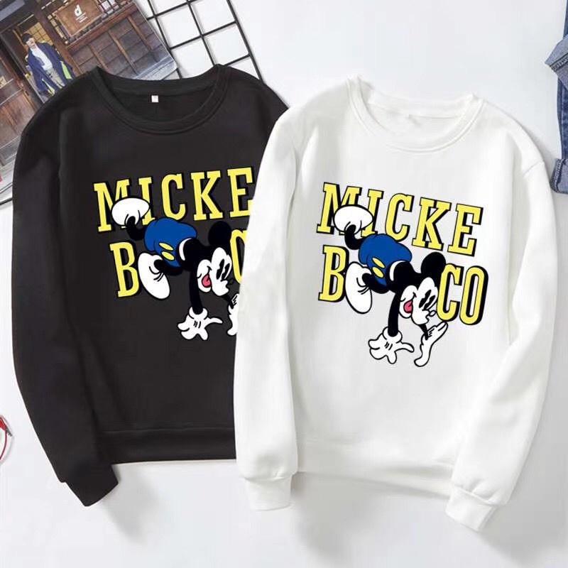 Áo Sweater nỉ thun Nam Nữ in hình Mickey